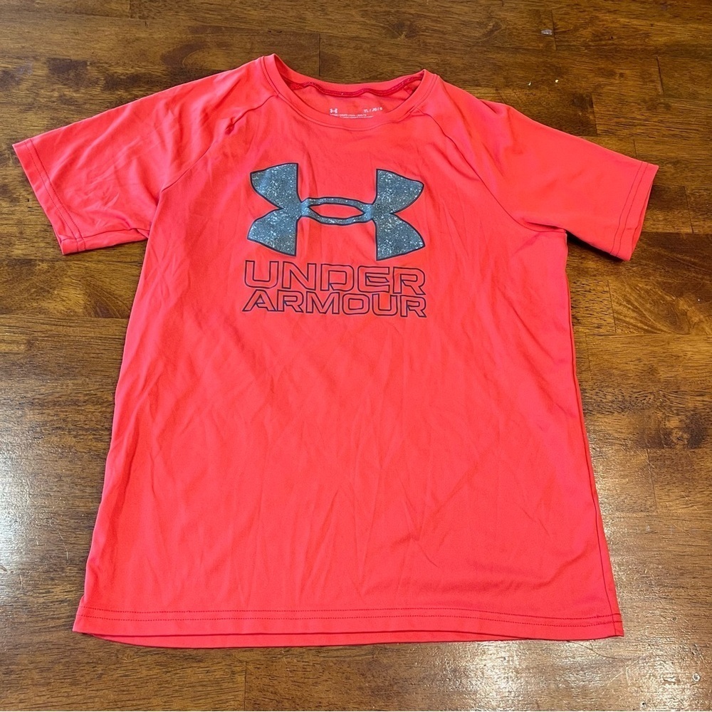 Orange gray under armour T shirt size youth large